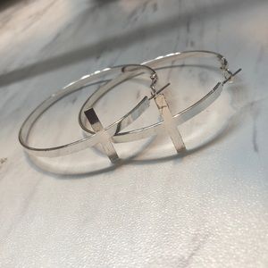 Cross Hoop Earrings